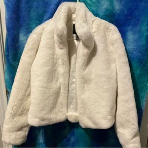 Cream White Faux Fur Coat